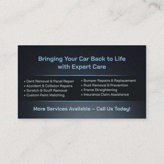 Slanke moderne auto carrosserie visitekaartje (Achterkant)