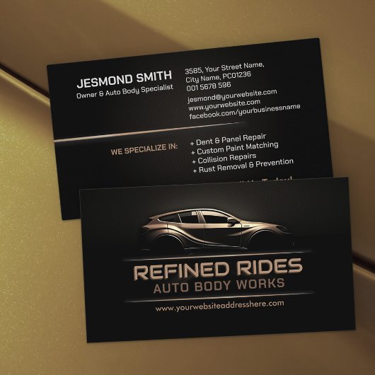 Slanke moderne auto carrosserie visitekaartje