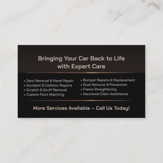 Slanke moderne auto carrosserie visitekaartje (Achterkant)