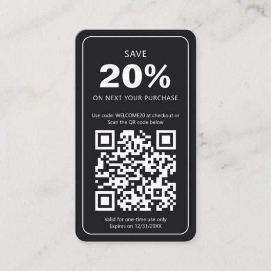 Slanke moderne kortingscoupon voor minimale zwarte kortingskaartje (Voorkant)