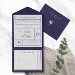 Slanke moderne lijnen Navy & Grey All In One Uitnodiging<br><div class="desc">Alles-in-één bruiloft uitnodigingen met strakke moderne lijnen: vereenvoudig uw bruiloft uitnodiging proces met deze alles-in-één uitnodigingen. Ze zijn voorzien van schone lay-outs,  serif lettertypen en de verfijning van marine en grijs,  allemaal in één handig pakket.</div>