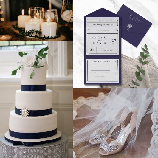 Slanke moderne lijnen Navy & Grey Save The Date