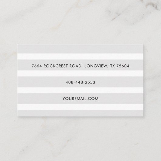 Slanke moderne minimalistische witte & grijze stre visitekaartje (Achterkant)