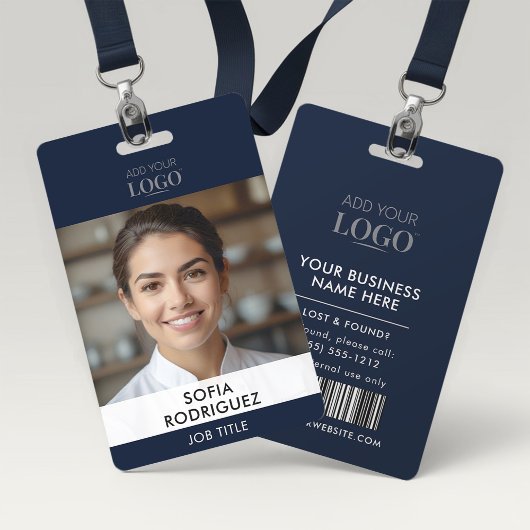 Slanke moderne Navy Blue Corporate Photo Barcode I Badge