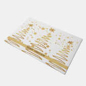 Slanke moderne stijlvolle kerstboom met kerstwit k deurmat (Schuin)