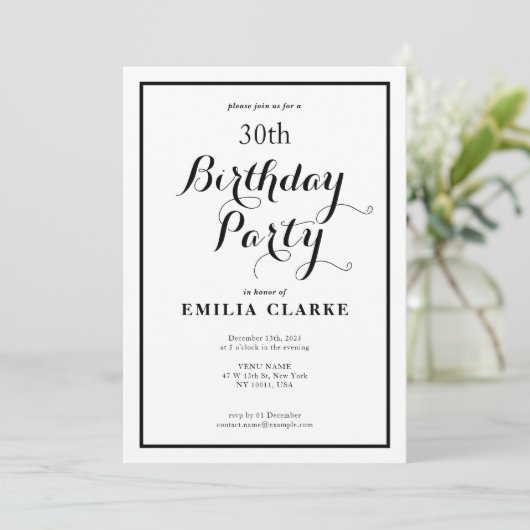 Slanke moderne verjaardagsfeestuitnodigingen voor  kaart (Staand voorkant)