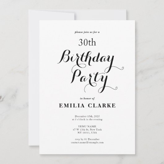 Slanke moderne verjaardagsfeestuitnodigingen voor  kaart (Voorkant)