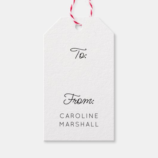 Slanke moderne zwart-wit kalligrafie cadeaulabel (Voorkant)