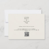 Slanke Monogram Cream Wedding QR Code Save the Dat (Achterkant)