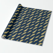 Slanke Navy en Gouden Verjaardag Chic Wrapping Pap Cadeaupapier (Uitgerold)