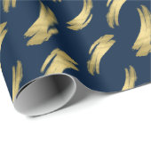 Slanke Navy en Gouden Verjaardag Chic Wrapping Pap Cadeaupapier (Rol Hoek)