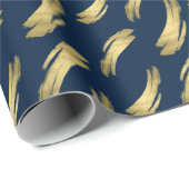 Slanke Navy Gold Verjaardag Chic Wrapping Paper Cadeaupapier (Rol Hoek)