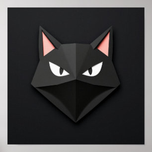 Slanke Ninja zwarte kat minimalistische kunst Poster