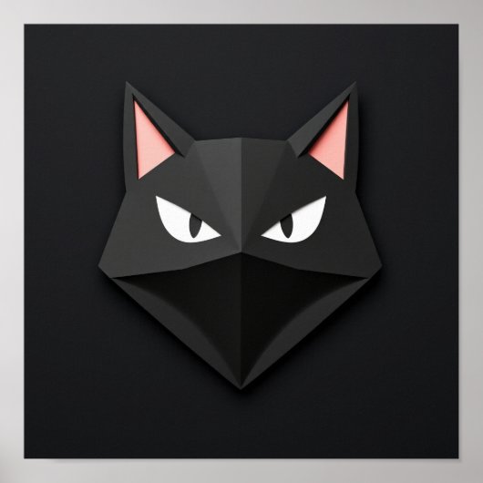 Slanke Ninja zwarte kat minimalistische kunst Poster (Voorkant)