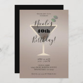 Slanke Olive Martini Glam Cocktail Verjaardagsfees Kaart (Voorkant / Achterkant)
