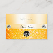 Slanke Oranje Sparkle Glitter Diamonds met Logo Visitekaartje (Voorkant)