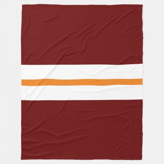 Slanke Oranje witte racestrepen op Deep Red Fleece Deken (Voorkant)