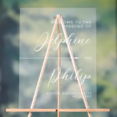 Slanke pijl & wit script bruiloft welkom acryl bord (Neutraal)