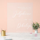 Slanke pijl & wit script bruiloft welkom acryl bord (Huwelijk)