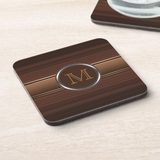 Slanke Professional Brown Stripes Monogram Onderzetter (Linkerzijde)