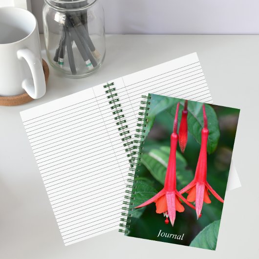 Slanke Rode Fuchsia Bloemen Bloemstuk Notitieboek