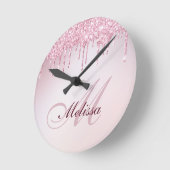 Slanke roodbruine purple glitter drip trendy ronde klok (Hoek)