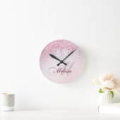 Slanke roodbruine purple glitter drip trendy ronde klok (Huis)