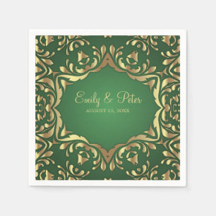 Slanke Royal Faux Gold Ornamenten op Emerald Green Servet