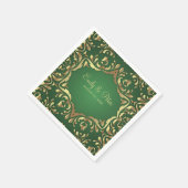Slanke Royal Faux Gold Ornamenten op Emerald Green Servet (Hoek)