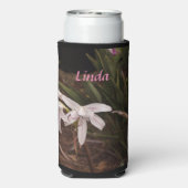 Slanke Seltzer Koelbox met Witte Roze Lelies Seltzer Blikjeskoeler (Seltzer Achterkant)