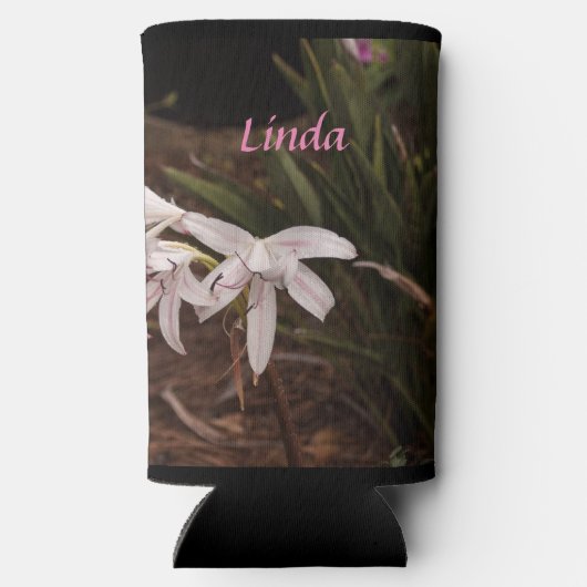 Slanke Seltzer Koelbox met Witte Roze Lelies Seltzer Blikjeskoeler (Achterkant)