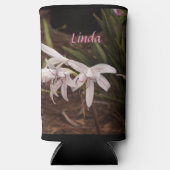 Slanke Seltzer Koelbox met Witte Roze Lelies Seltzer Blikjeskoeler (Voorkant)