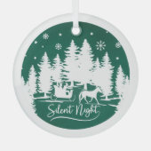 Slanke sneeuwvlokken in de nacht glas ornament (Voorkant)