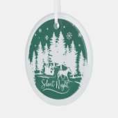 Slanke sneeuwvlokken in de nacht glas ornament (Voorkant links)