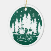 Slanke sneeuwvlokken in de nacht met foto's keramisch ornament (Links)