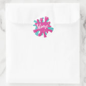 Slanke Sticker roze en turquoise slijmfeest (Tas)