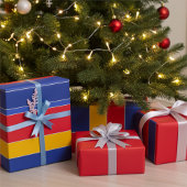 Slanke, stijlvolle rood blauwe gele en zilveren st cadeaupapier