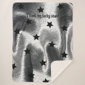Slanke "Thank My Lucky Stars" Zilveren Schaduw Zwa Sherpa Deken (Voorkant)