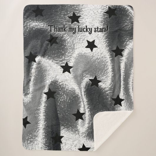 Slanke "Thank My Lucky Stars" Zilveren Schaduw Zwa Sherpa Deken (Voorkant)