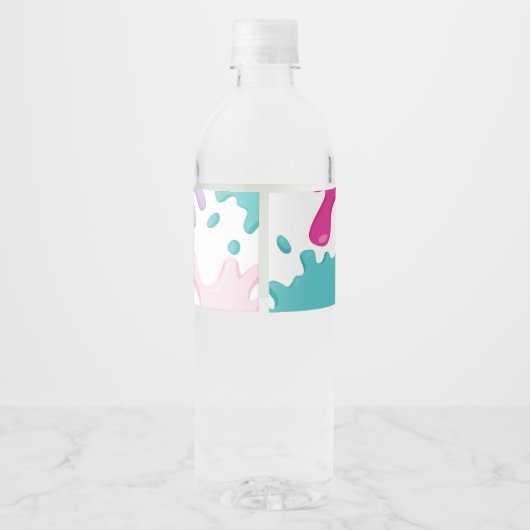 Slanke verjaardagsfeestje waterfles etiketten roze (Achterkant)