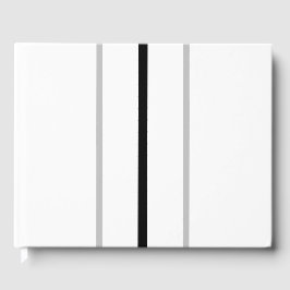 Slanke verticale zwart grijze race strepen op wit gastenboek