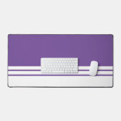 Slanke Vette Paarse Witte Bodem Rand Racing Stripe Bureaumat (Keyboard & Muis)
