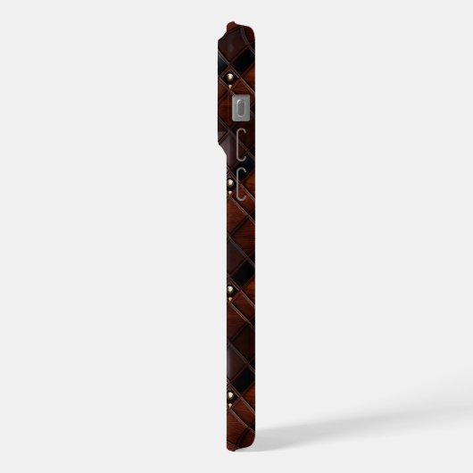 Slanke walnoot en leer iPhone hoesje (Linkerkant)