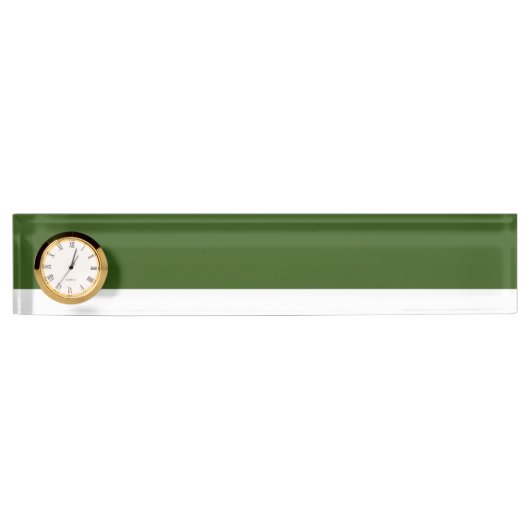 Slanke Winter Bos Groen Wit Kleur Block Clock Naambordje (Voorkant)