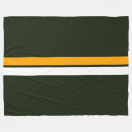 Slanke witte gele middelste strepen op bosgroen fleece deken