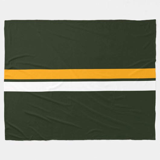 Slanke witte gele middelste strepen op bosgroen fleece deken (Voorkant (Horizontaal))