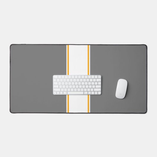 Slanke witte gele racestrepen op elegant grijs bureaumat (Keyboard & Muis)