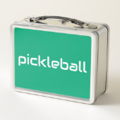 Slanke witte PICKLEBALL tekst op helder groen blau (Achterkant)