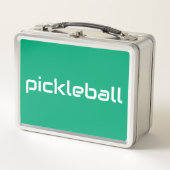 Slanke witte PICKLEBALL tekst op helder groen blau (Voorkant)