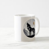 Slanke wolf silhouet zwart grijs minimalist koffiemok (Voorkant rechts)